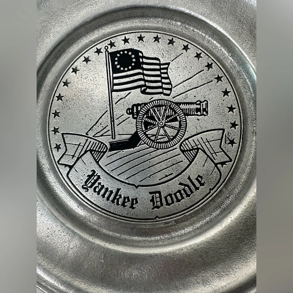 Old Mill Ent. Yankee Doodle Pewter Plate Betsy Ross Flag Stars American‎ Rare